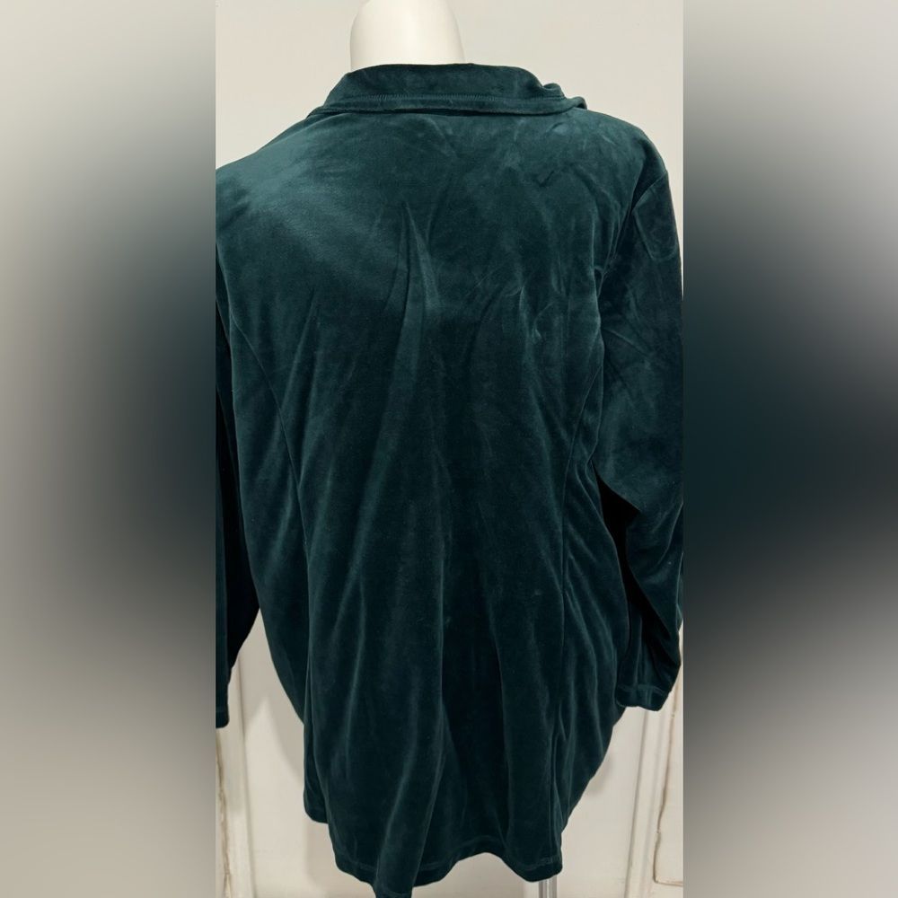 New Catherine's Green Velour Full Zip Up Jacket Women's Plus Size 2X - Picture 2 of 3